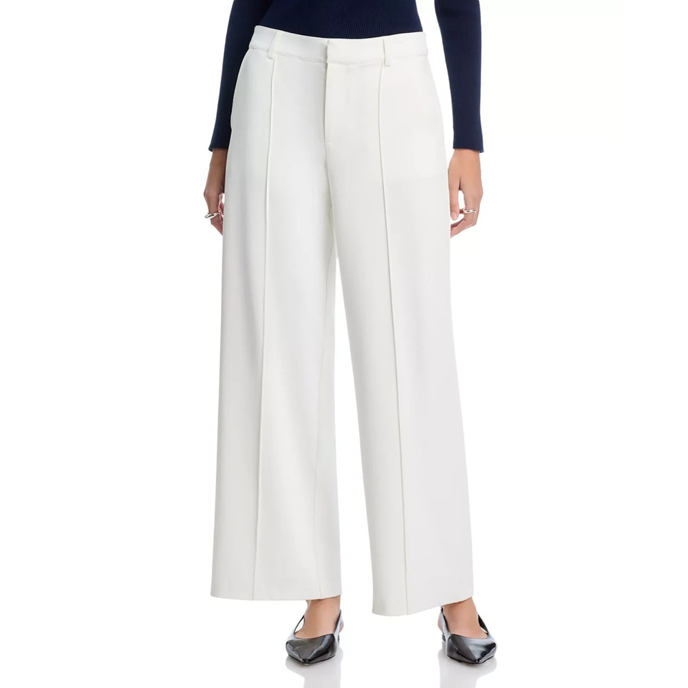 Tahari ASL Mid‎ Rise Wide Leg Pants Women's 6 Ivory White